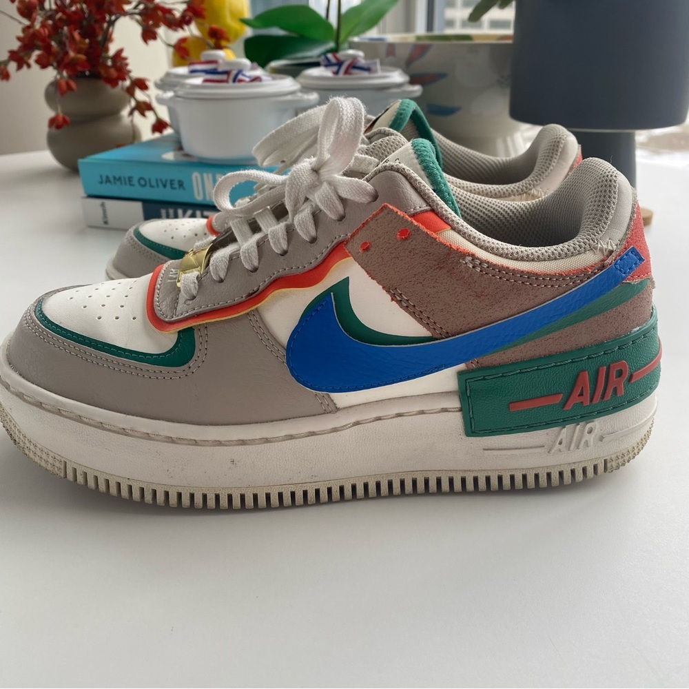 Nike Air Sneakers with Blue and Red Accents